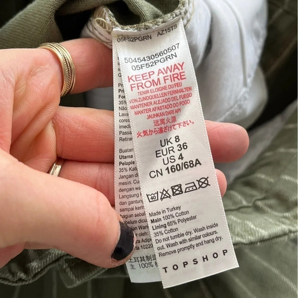 Topshop Green Stripe Paperbag High Waist Shorts high rise 4 new - Picture 12 of 13